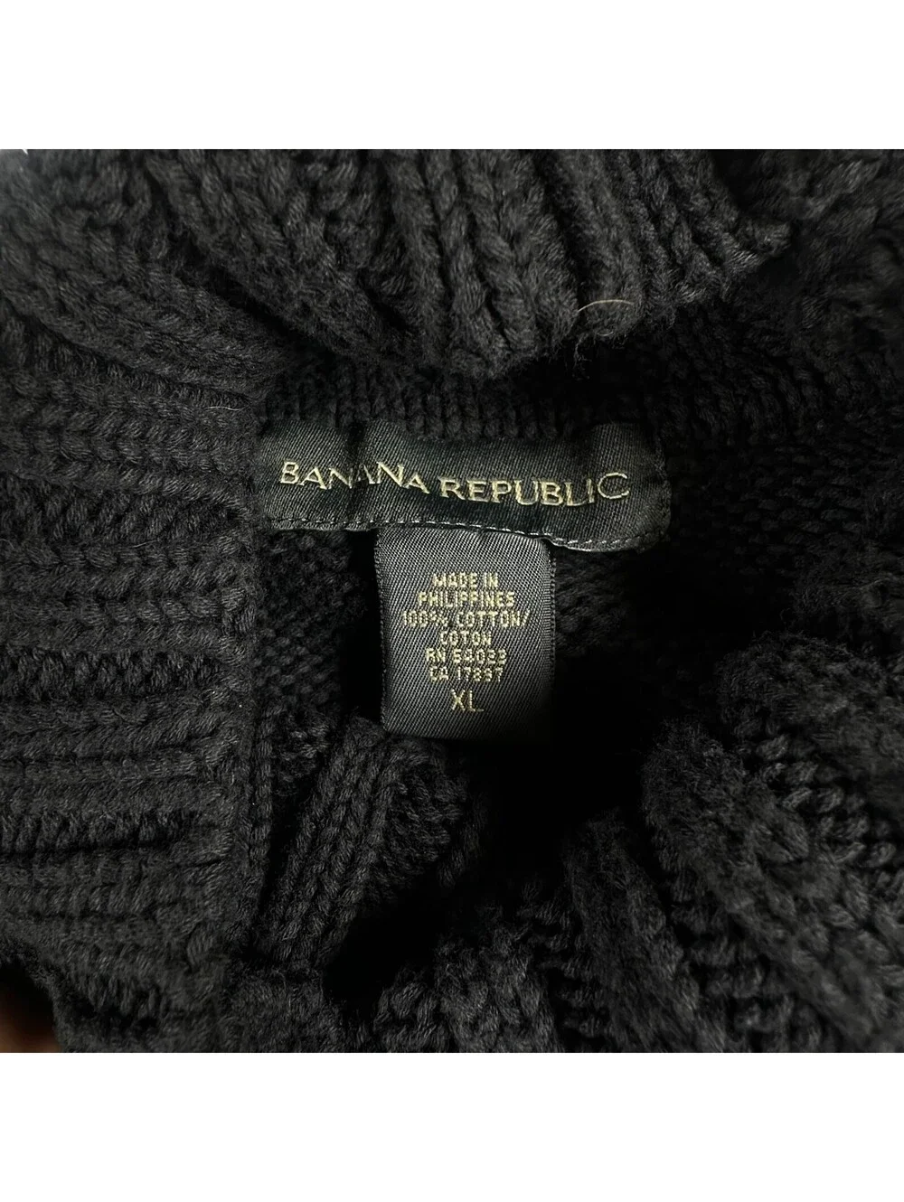 Banana Republic Black Cotton Knit Heavy turtleneck sweatshirt XL